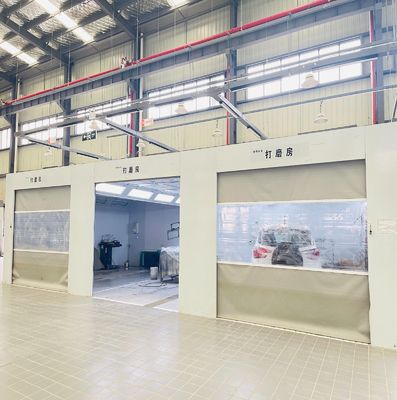 CoatTech Semi-Enclosed Metal Wall Sanding Booth with Front PVC Curtain and Positive Pressure Airflow